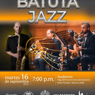 Prepárate para una noche de jazz con Milestones Big Band y Ricardo Narváez en el auditorio de la Fundación Batuta Caldas.