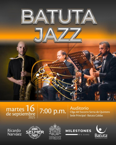 Prepárate para una noche de jazz con Milestones Big Band y Ricardo Narváez en el auditorio de la Fundación Batuta Caldas.